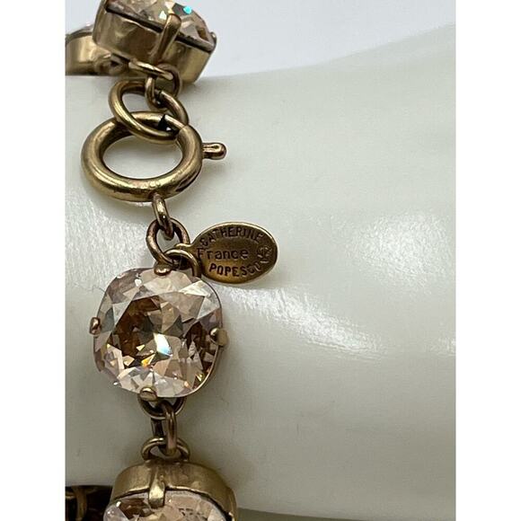 Catherine Popesco France 
12mm Champagne Cushion Cut Crystal Goldtone Bracelet - Picture 7 of 12
